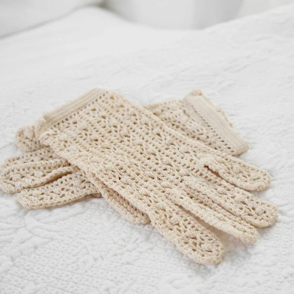 Vintage Crochet Irish Lace Summer Bridal Gloves